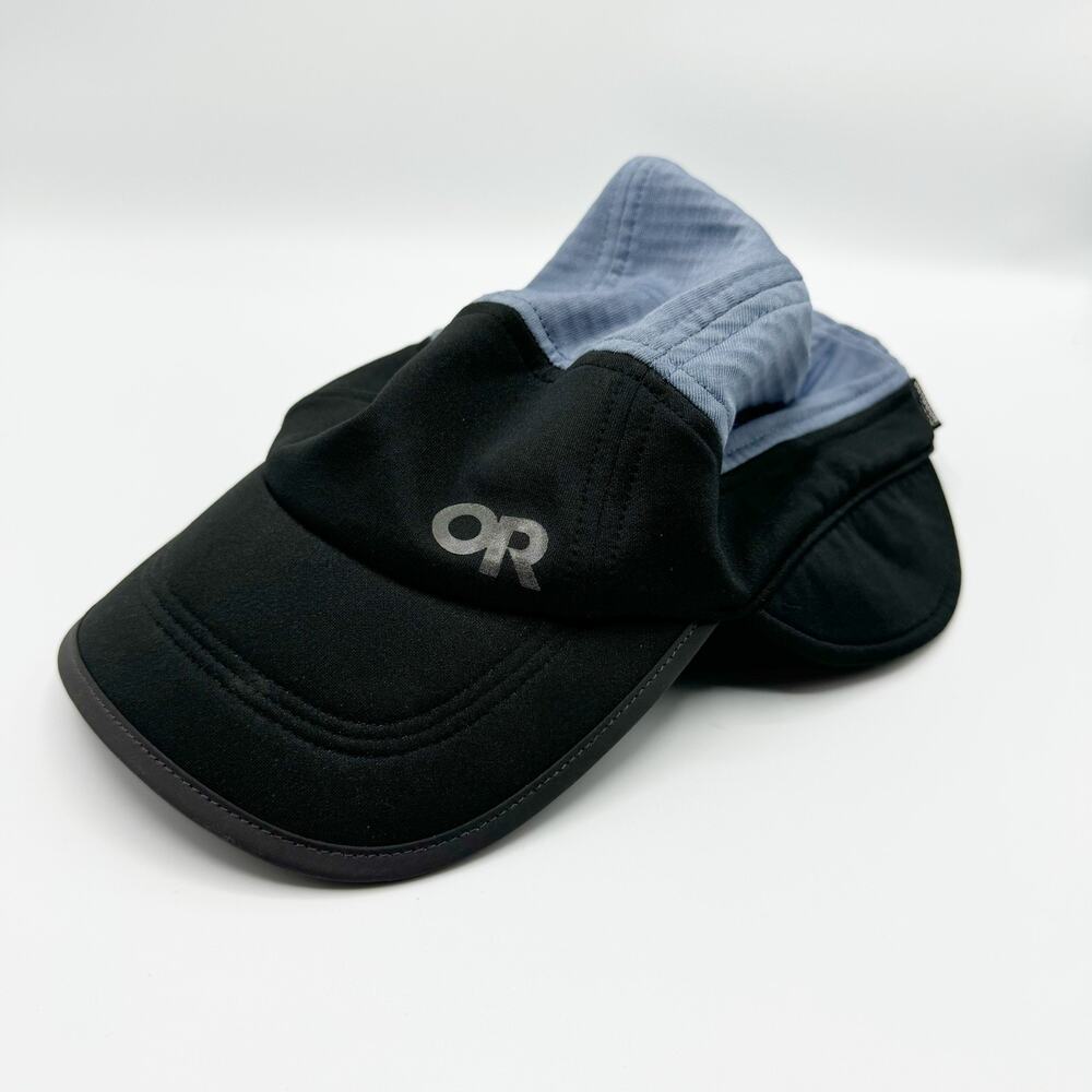 Outdoor Research Blue Vigor Cap Hat 5 Panel Ear Flaps Running Outdoor Hike Small